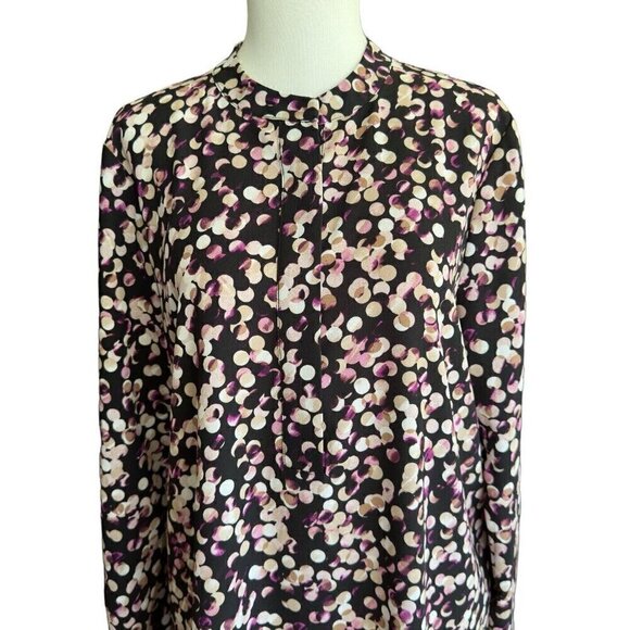 Anne Klein Multicolor Crew Neck 1/4-Button Up Long Sleeve Shift Dress Women Sz M - Picture 5 of 12